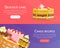 Delicious Cake Recipes Landing Page Templates Set, Home Baking, Tasty Sweet Desserts Cooking Vector Illustration
