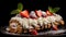 Delicious Cannoli With Whipped Cream And Fresh Strawberries