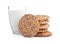 Delicious cereal cookies with glass of milk