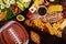 Delicious charcuterie board and veggie with dipping for Super Bowl game