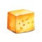 Delicious Cheddar Cheese Square Watercolor Illustration.