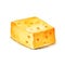 Delicious Cheddar Cheese Square Watercolor Illustration.