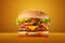 Delicious cheeseburgers on a wooden background - Ai Generated