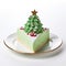 Delicious Cheesecake With Green Christmas Tree Frosting