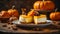 delicious cheesecake with pumpkin on the table
