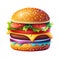 Delicious cheesy burgers in colorful style with Generative AI