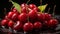 Delicious Cherry Plate: Stunning Water Drops And Softbox Lighting