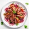 Delicious Chicken Wings With Cranberry Sauce And Roasted Octopus Steak