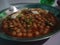 Delicious Chickpeas breakfast with green chilies