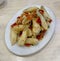 Delicious Chinese Food Macau Macao China Cantonese Cuisine Spicy Deep-fried Nine Belly Fish Fresh Seafood Restaurant Dish Dinner