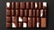 Delicious chocolate blocks with dark background, Sweet Chocolate Day, Valentine\\\'s Day Generative AI