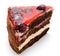 Delicious chocolate cake pastry with fruit cherry isolated