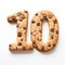 Delicious Chocolate Chip Cookies In The Shape Of Number Ten