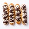 Delicious Chocolate Dipped Croissants On White Background