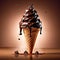 Delicious chocolate gelato ice cream cone, It starts with the cone itself, which is made of a crispy, golden wafer