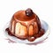 Delicious Chocolate Glazed Pudding - Watercolor Illustration