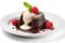 Delicious Chocolate Lava Cake on a White Plate