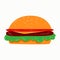 Delicious classic american burger.Vector hand drawn