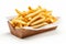 Delicious Classic French Fries Served in a Tasty Paper Sleeve, Isolated on Crisp White Background