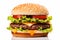 Delicious Classic Hamburger with Fresh Ingredients, Isolated on a Clean White Background