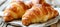 Delicious close up view of freshly baked french croissant a tempting french pastry close up