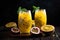 A delicious cocktail made from a tropical blend of passion fruit and citrus juices served in a chilled glass with mint