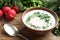 Delicious cold summer soup with kefir