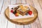 delicious and colorful portion of grandmother\\\'s cake with three layers of chocolate