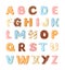 Delicious cookies flat alphabet vector set. Sweet baking cartoon font. Creative gingerbread typography design