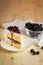 Delicious cool dessert background ,fresh sweet blueberry cake wi