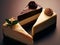 Delicious cream birthday cake slices minimalist composition