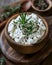 Delicious creamy cheese, herbs and garlic - Food design