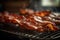 Delicious crispy bacon on grill