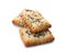 Delicious crispy crackers with poppy and sesame seeds isolated