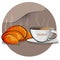 Delicious croissant with fragrant coffee is the best breakfast