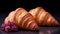 Delicious Croissants With Grapes: A Mouthwatering Closeup