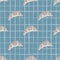 Delicious croissants ornament seamless doodle pattern. Grey food tasty elements on blue chequered background