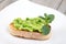 Delicious crostini with puree of raw beans and peas