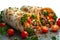 Delicious culinary delight Doner kebab rolls served with flavorful ingredients