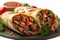 Delicious culinary delight Doner kebab rolls served with flavorful ingredients