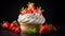 Delicious Cupcake With Whipped Cream And Sliced Strawberries