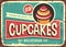 Delicious cupcakes retro sign for candy shop