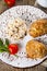 Delicious cutlets, rice, tomatoes and parsley