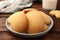 Delicious Danish butter cookies on wooden table, closeup