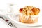 Delicious danish pastry with a cup of black coffee