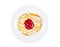 Delicious danish pastry on a plate, on white background
