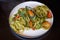 A delicious and delicious western food, seafood pasta with avocado green sauce