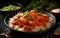 Delicious Delight Indian Chicken Tikka Masala with Rice. Generative AI