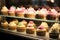 Delicious Delights Tempting Assortment of Cupcakes in a Bakery Window Display. created with Generative AI