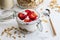 Delicious dessert of strawberries, yogurt and sugar-free cereals